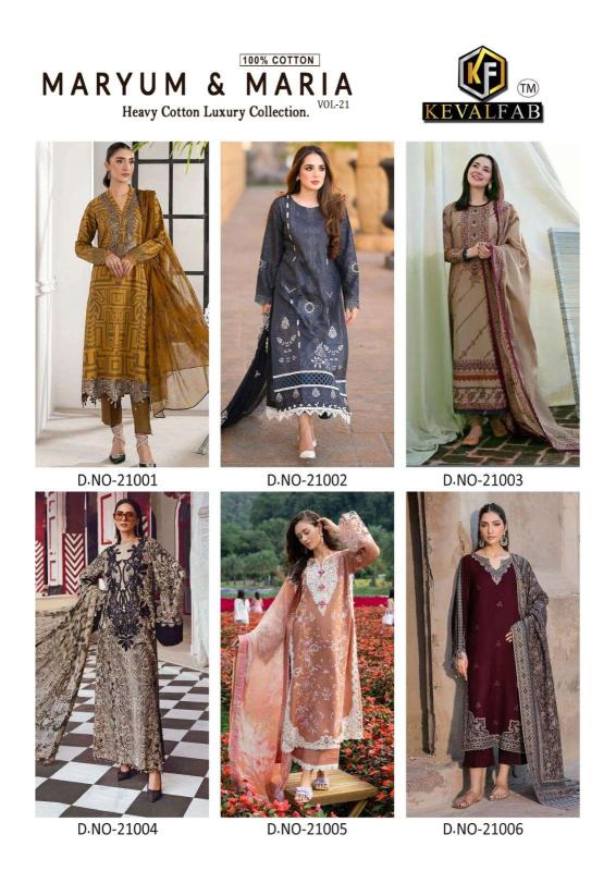 Keval Fab Maryum & Maria Vol-21 indian salwar suit in wholesale